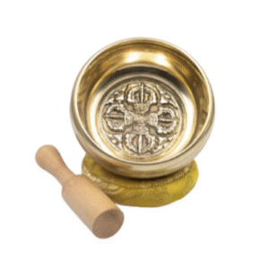 Singing Bowl - Authentic Golden Shining Vajra Singing Bowl – Handcrafted in Nepal (485g Set)