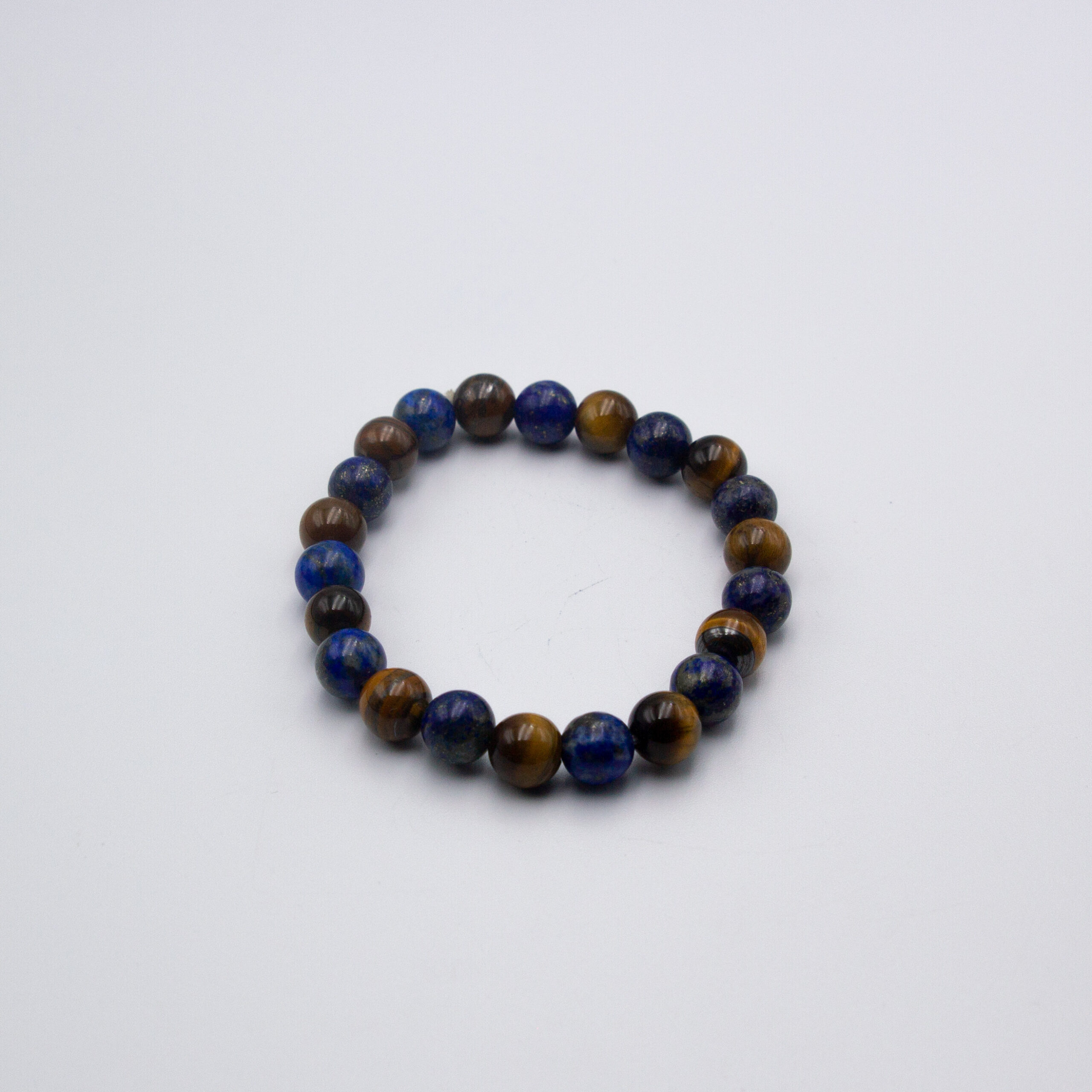 Natural Tiger Eye and Lapis Lazuli Crystal Bracelet (8mm)
