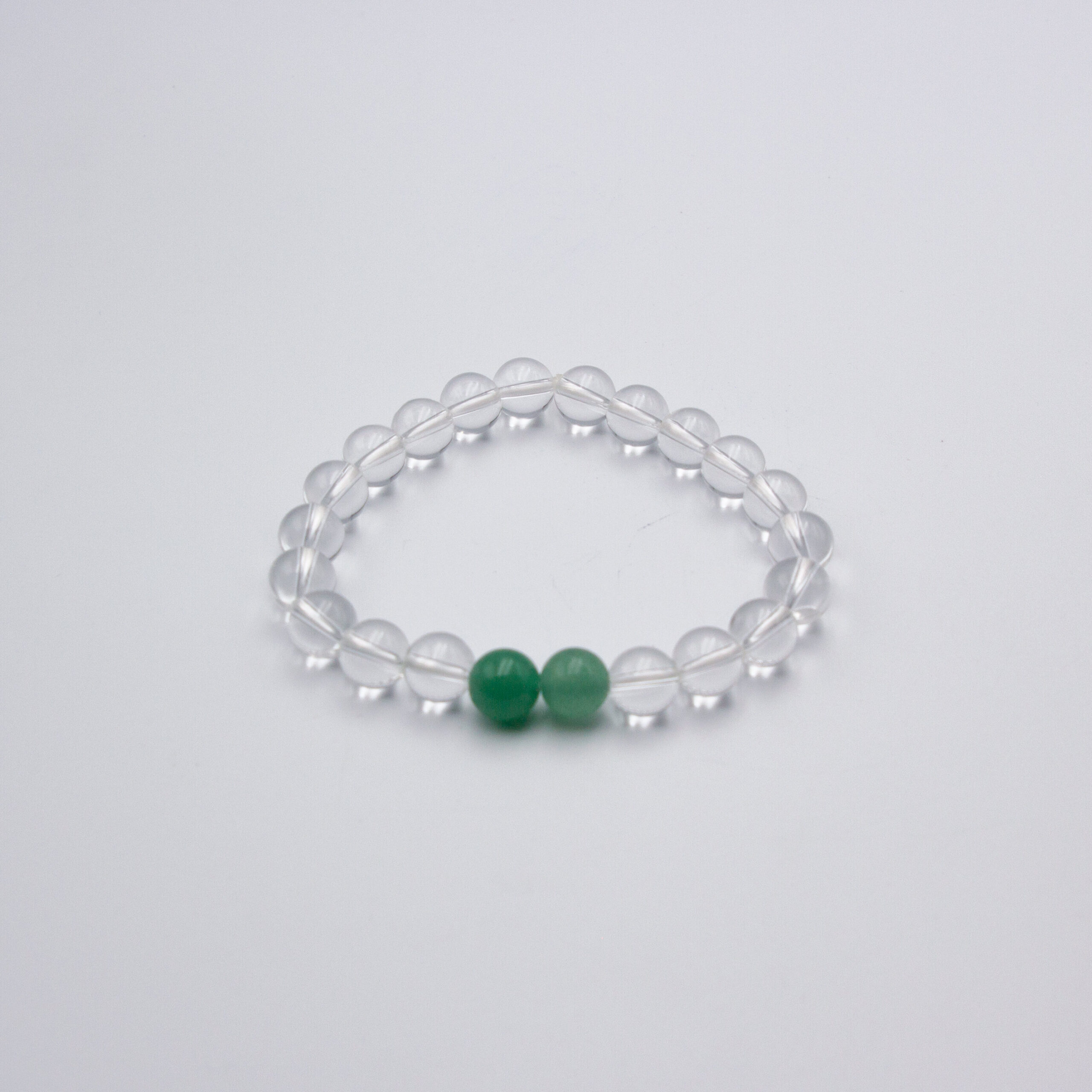 Natural Himalayan Clear Quartz and 2 Green Aventurine Crystal Bracelet (8mm)