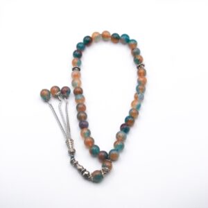Natural Multicolour Agate Crystal Tasbih Prayer Beads (10mm – 33 beads)
