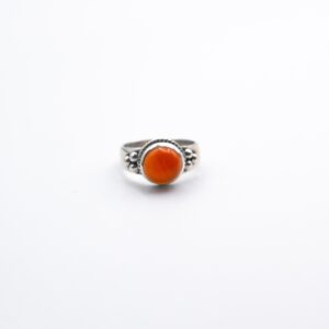 925 Sterling Silver Natural Red Carnelian Crystal Ring
