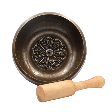 Authentic Himalayan Dharmachakra Singing Bowl Single Set Handcrafted in Nepal (533 grams) Includes Traditional Wooden Striker – Ideal for Healing, Mindfulness, Meditation, and Yoga