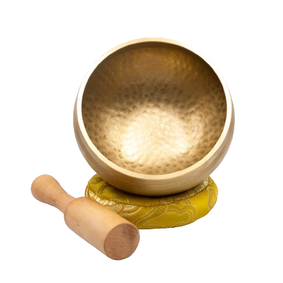 Authentic Himalayan Pure Golden Shinning Singing Bowl Single Set Handcrafted in Nepal Medium (455 grams) Includes Traditional Wooden Striker and Silk Cushion – Ideal for Healing, Mindfulness, Meditation, and Yoga