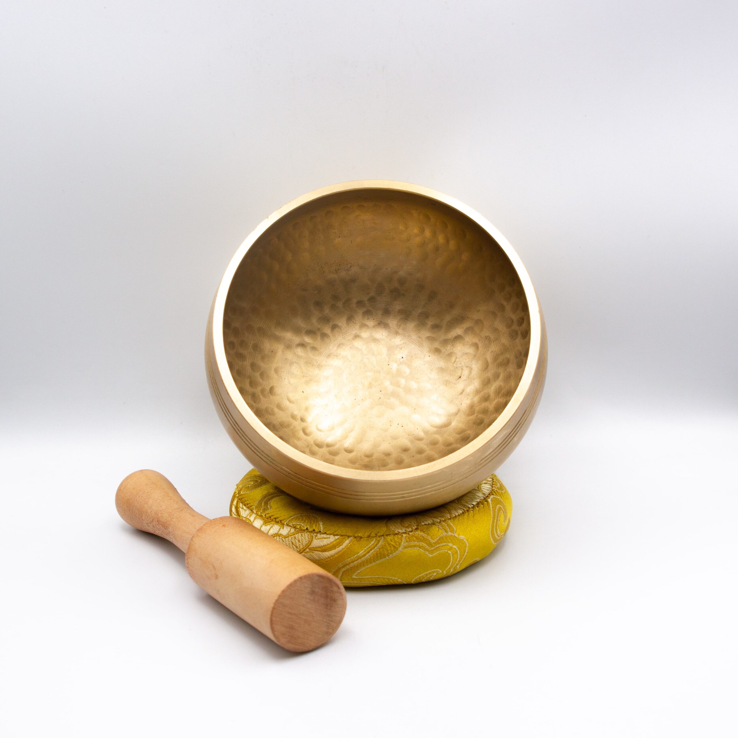 Authentic Himalayan Pure Golden Shinning Singing Bowl Single Set Handcrafted in Nepal Medium (455 grams) Includes Traditional Wooden Striker and Silk Cushion – Ideal for Healing, Mindfulness, Meditation, and Yoga - Image 2