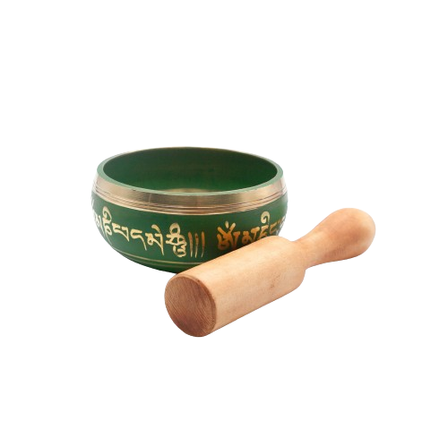 Authentic Himalayan Singing Bowl Single Set Vibrant Green Design Handcrafted in Nepal Small (181 grams) Includes Traditional Wooden Striker – Ideal for Healing, Mindfulness, Meditation, and Yoga