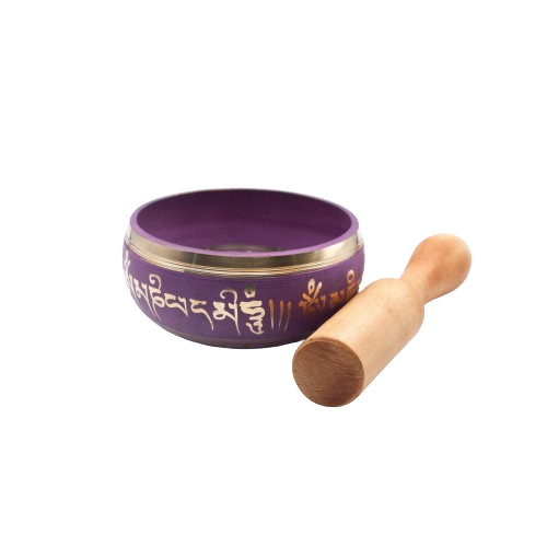 Authentic Himalayan Singing Bowl Single Set Vibrant Purple Design Handcrafted in Nepal Small (191 grams) Includes Traditional Wooden Striker – Ideal for Healing, Mindfulness, Meditation, and Yoga