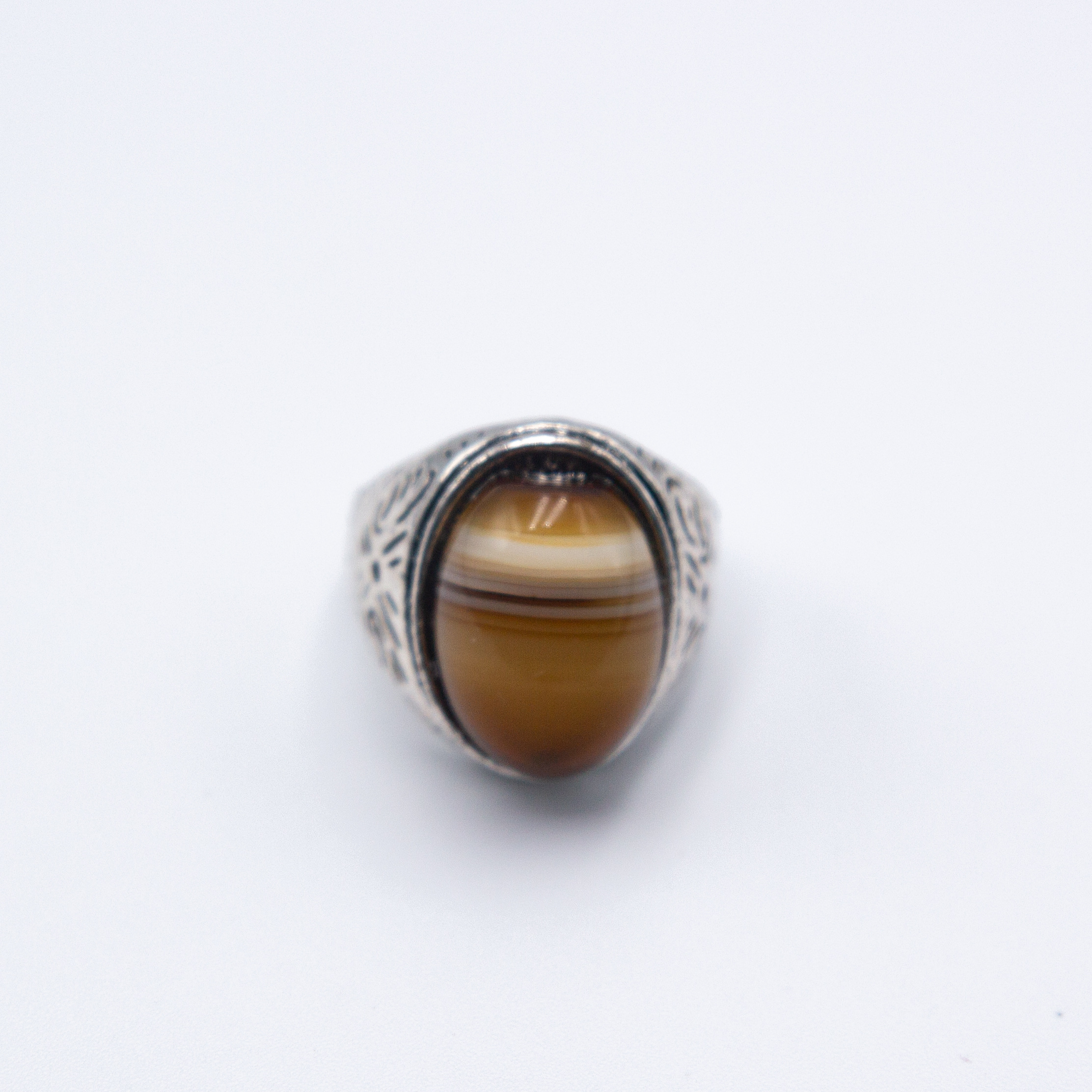 Natural Agate Crystal Ring Ornamental with Italian silver linings
