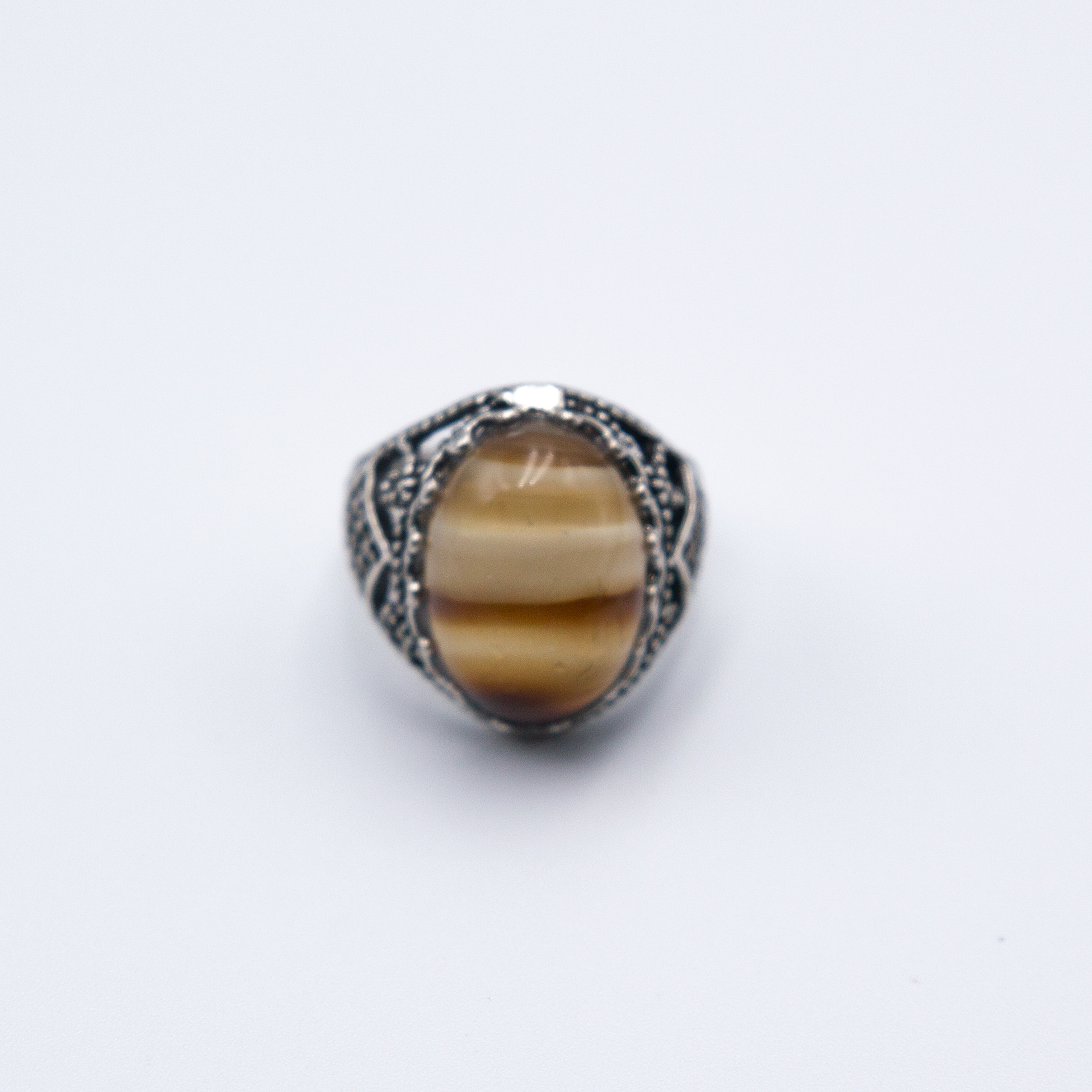 Natural Agate Crystal Ring with silver linings