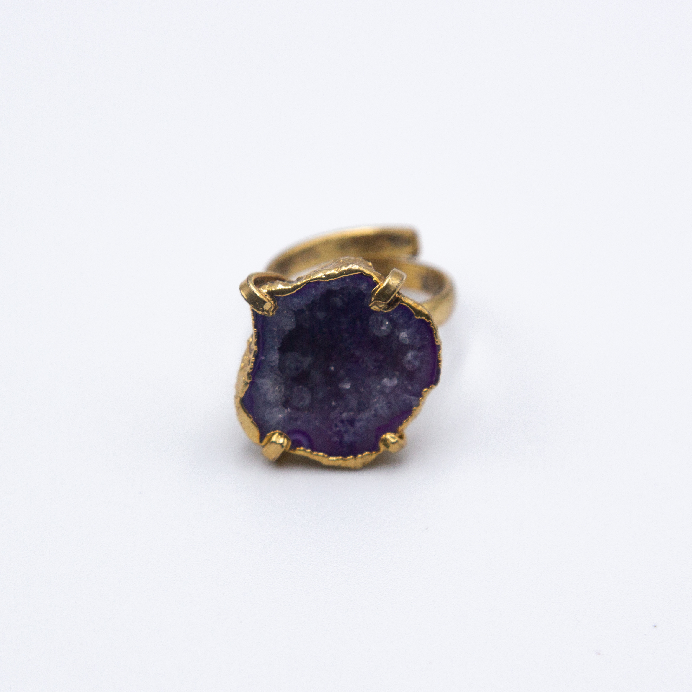 Natural Raw Amethyst Crystal Ring