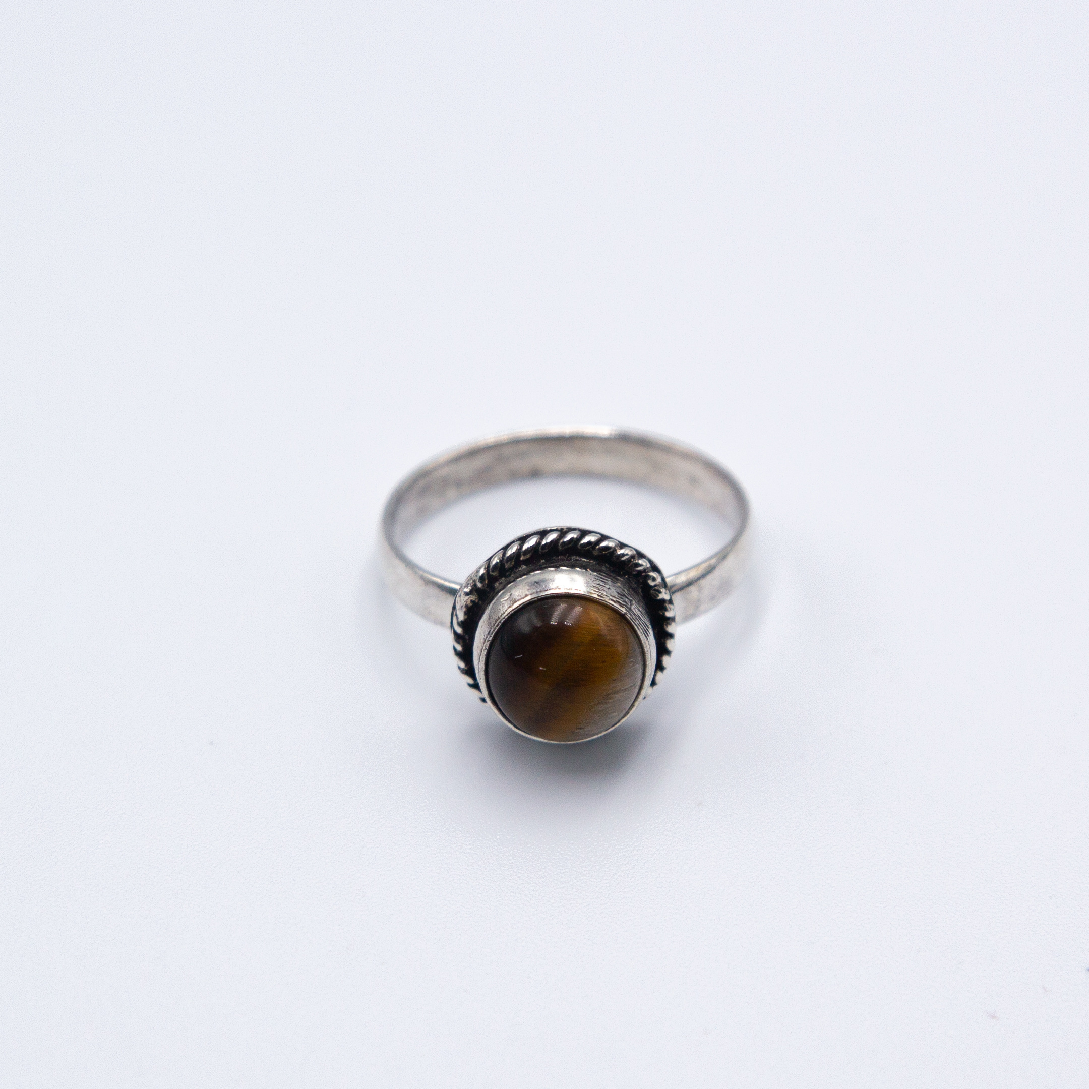 Natural Tiger Eye Crystal Ring Ornamental with pure silver linings
