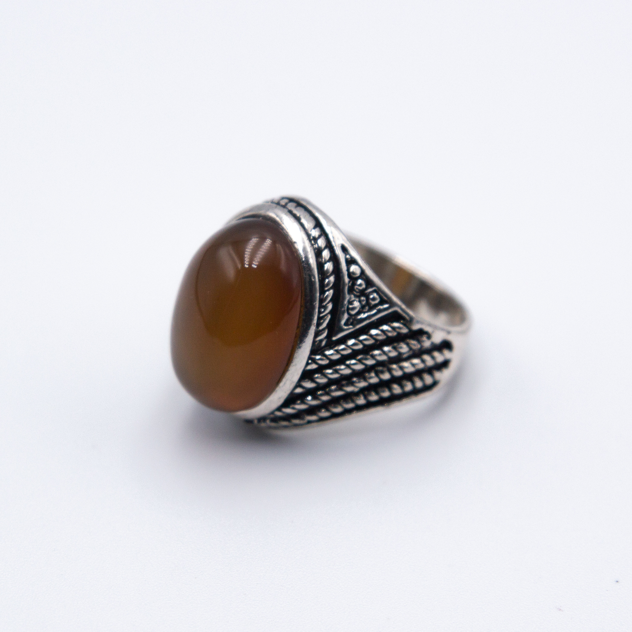 Agate Crystal Natural Ring with italian silver linings
