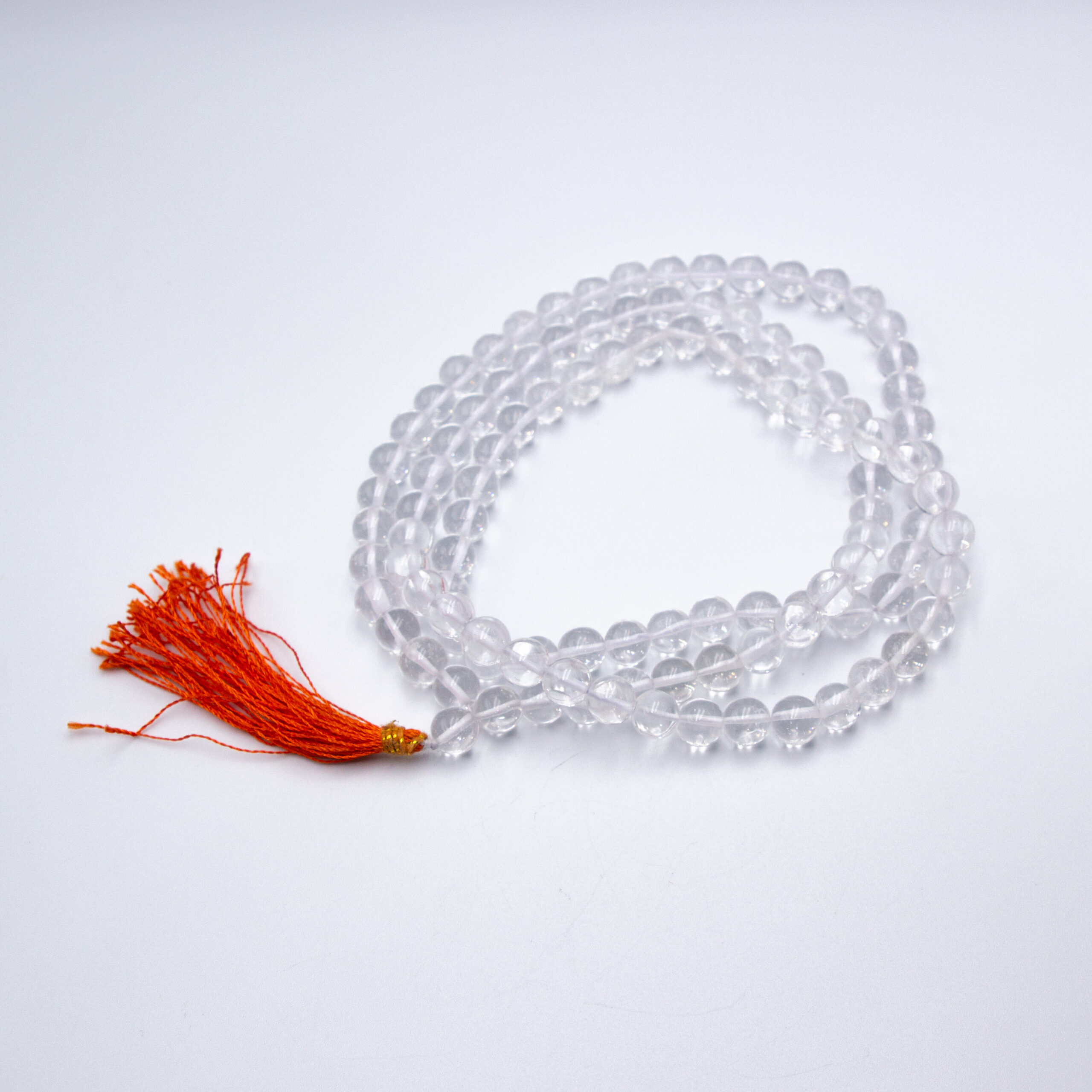 Himalayan Natural Clear Quartz Crystal Mala 108 beads – Ganesh Himal Nepal Handmade