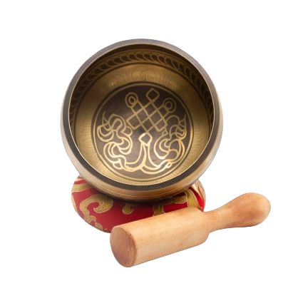 Authentic Himalayan Endless Knot Singing Bowl Single Set Handcrafted in Nepal (300 grams) Includes Traditional Wooden Striker and Silk Cushion – Ideal for Healing, Mindfulness, Meditation, and Yoga