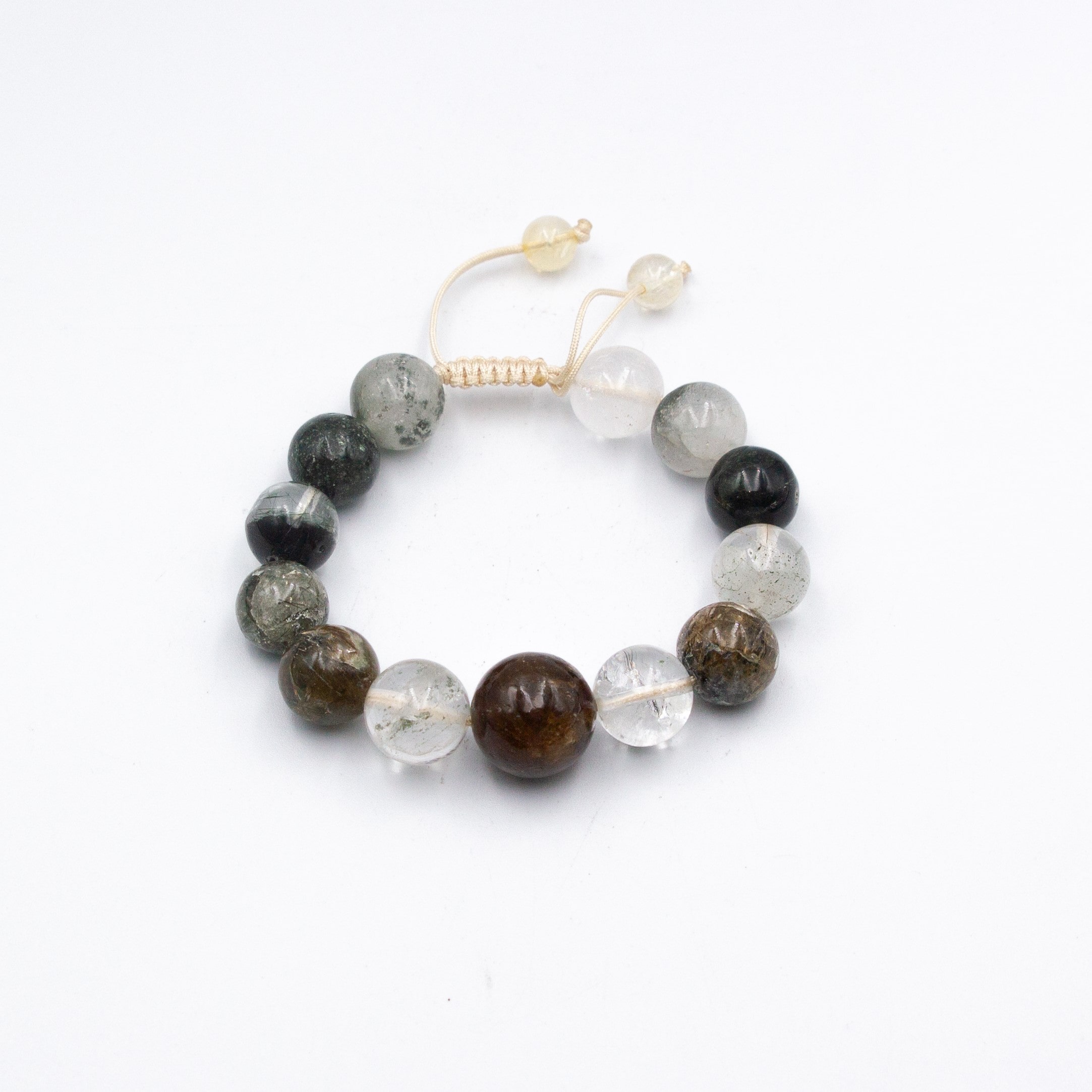 Mount Makalu Natural Himalayan Nepal Clear Quartz Crystal, Yellow Tourmaline Crystal and Citrine Crystal Bracelet from the Himalayas in Nepal