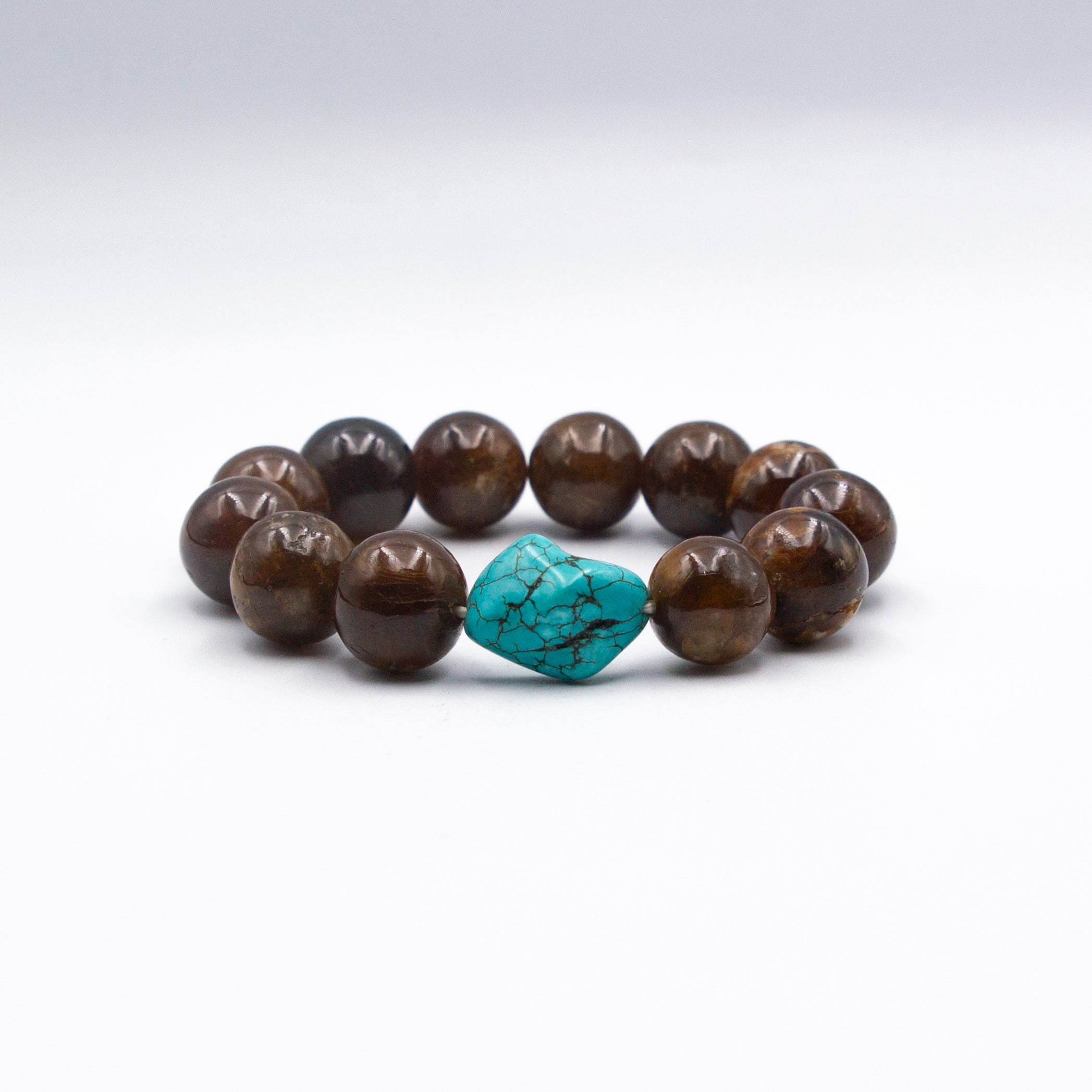 Natural Himalayan Yellow Tourmaline Crystal and One Turquoise Crystal Bracelet 15mm – Handpicked from Nepal