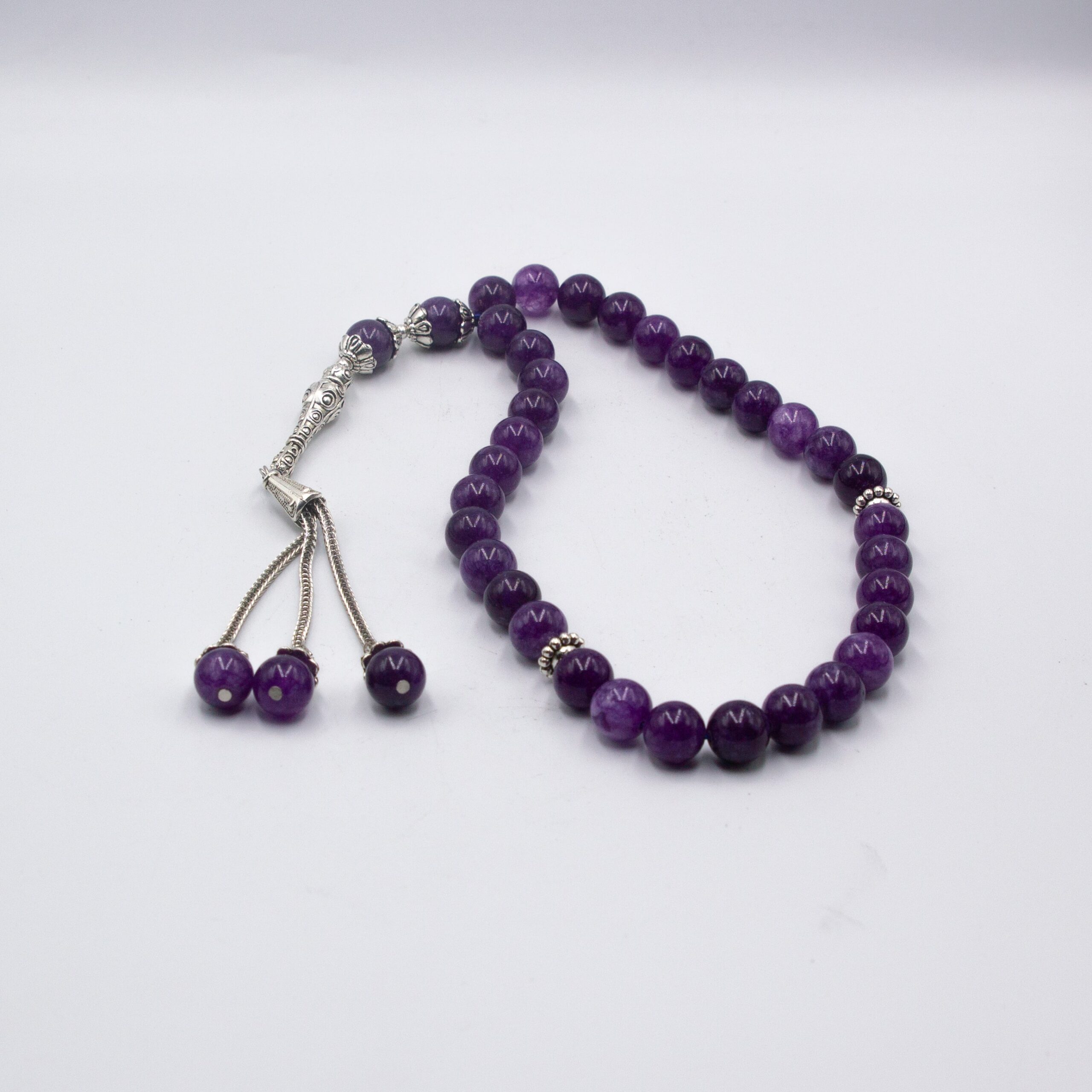 Natural Amethyst Crystal Tasbih Prayer Beads (10mm – 33 beads)