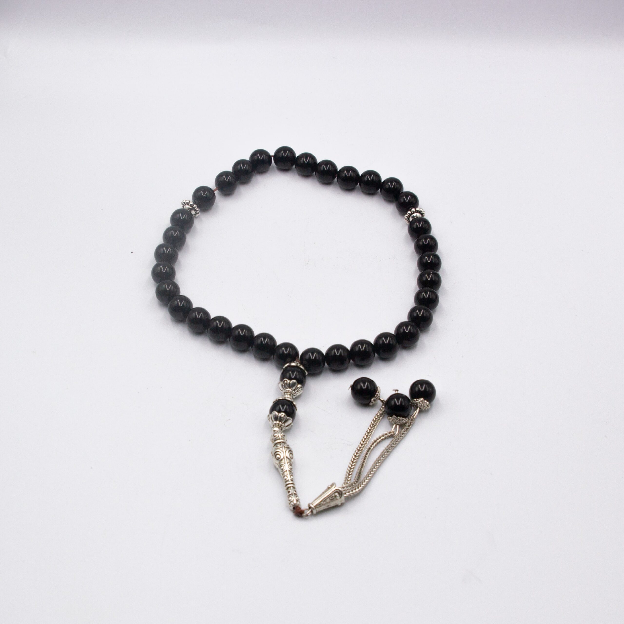 Natural Black Onyx Crystal Tasbih Prayer Beads (10mm – 33 beads)