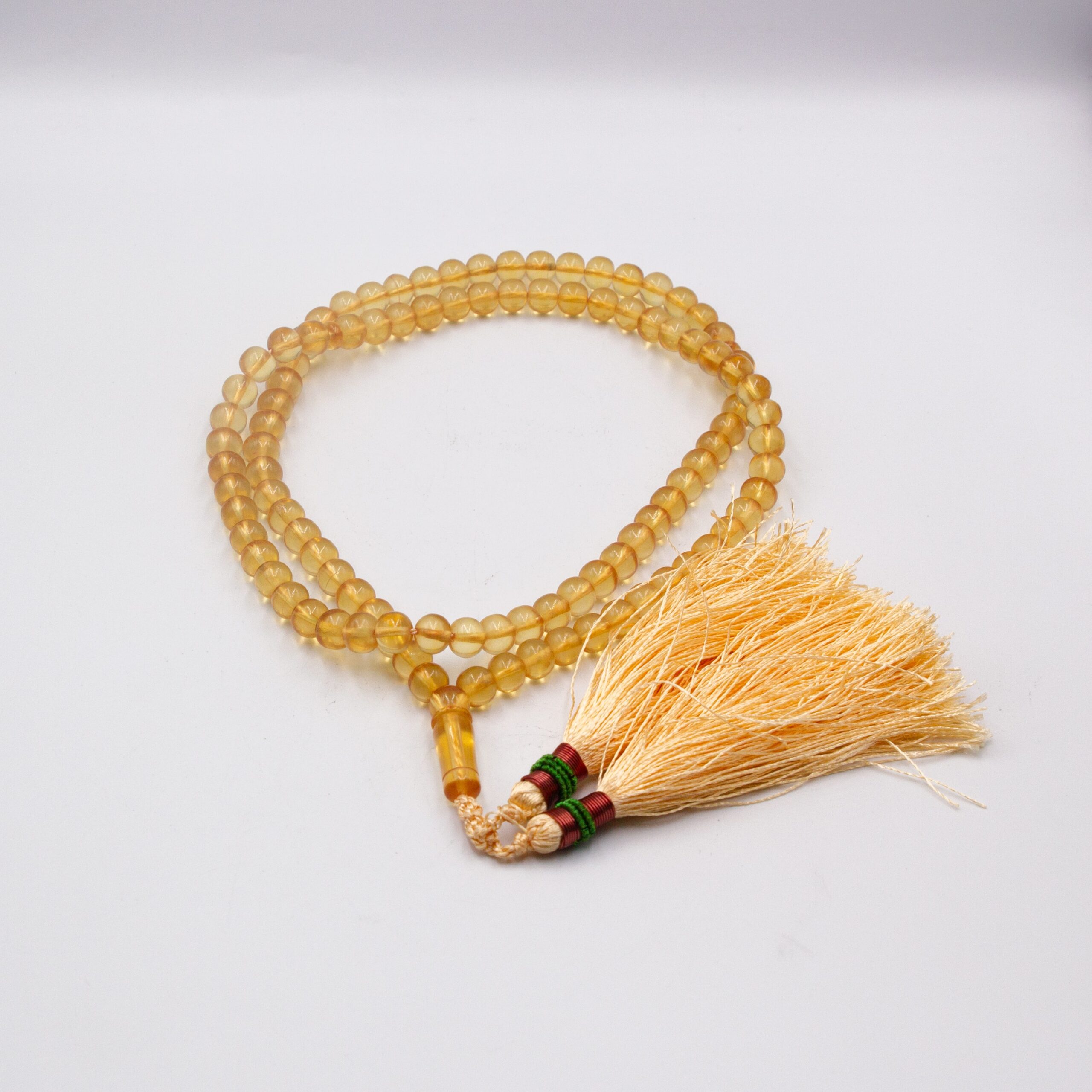 Natural Sandalus Yellow Crystal Tasbih Prayer Beads (8mm – 99 beads)