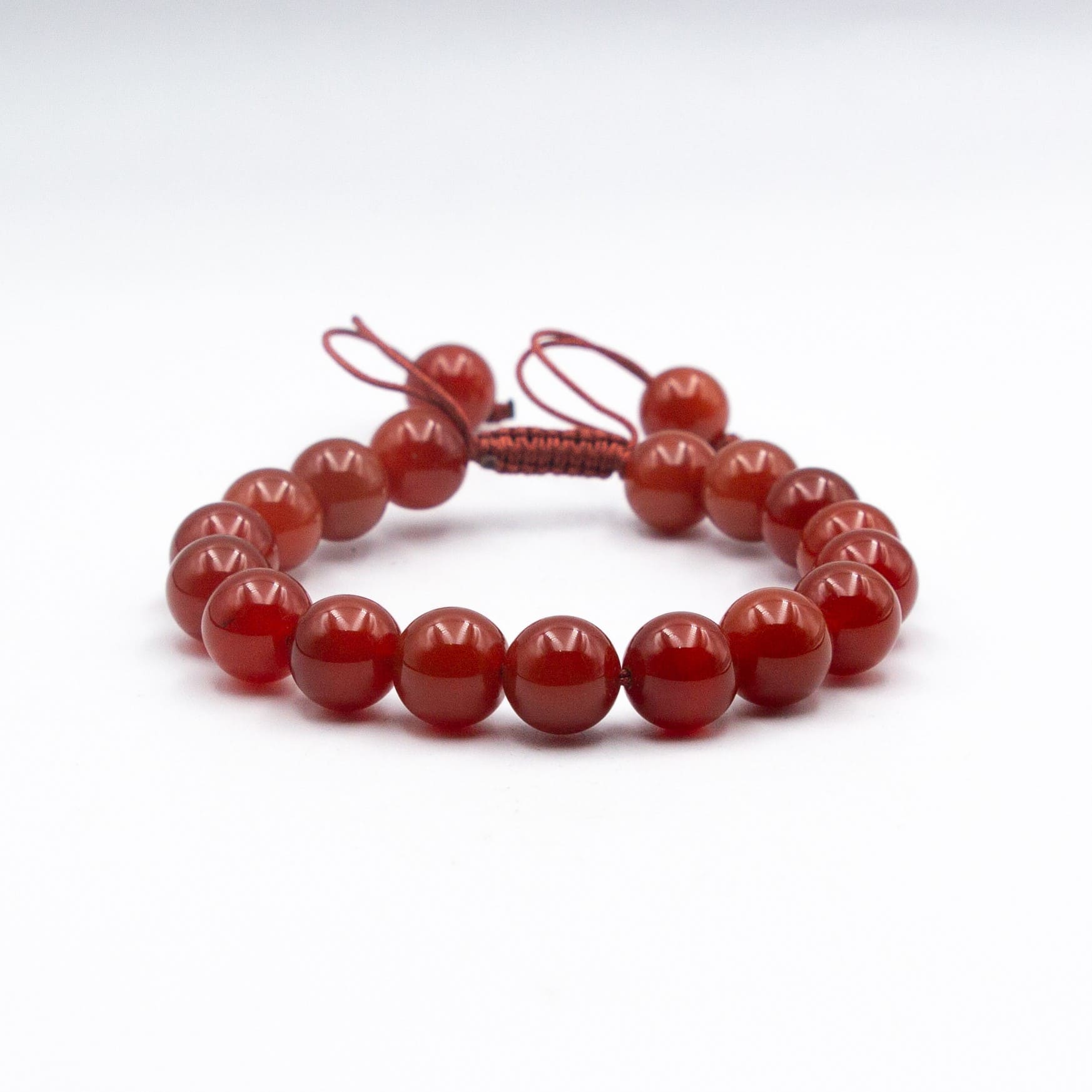 Natural Red Carnelian Crystal Bracelet (10mm) with threads