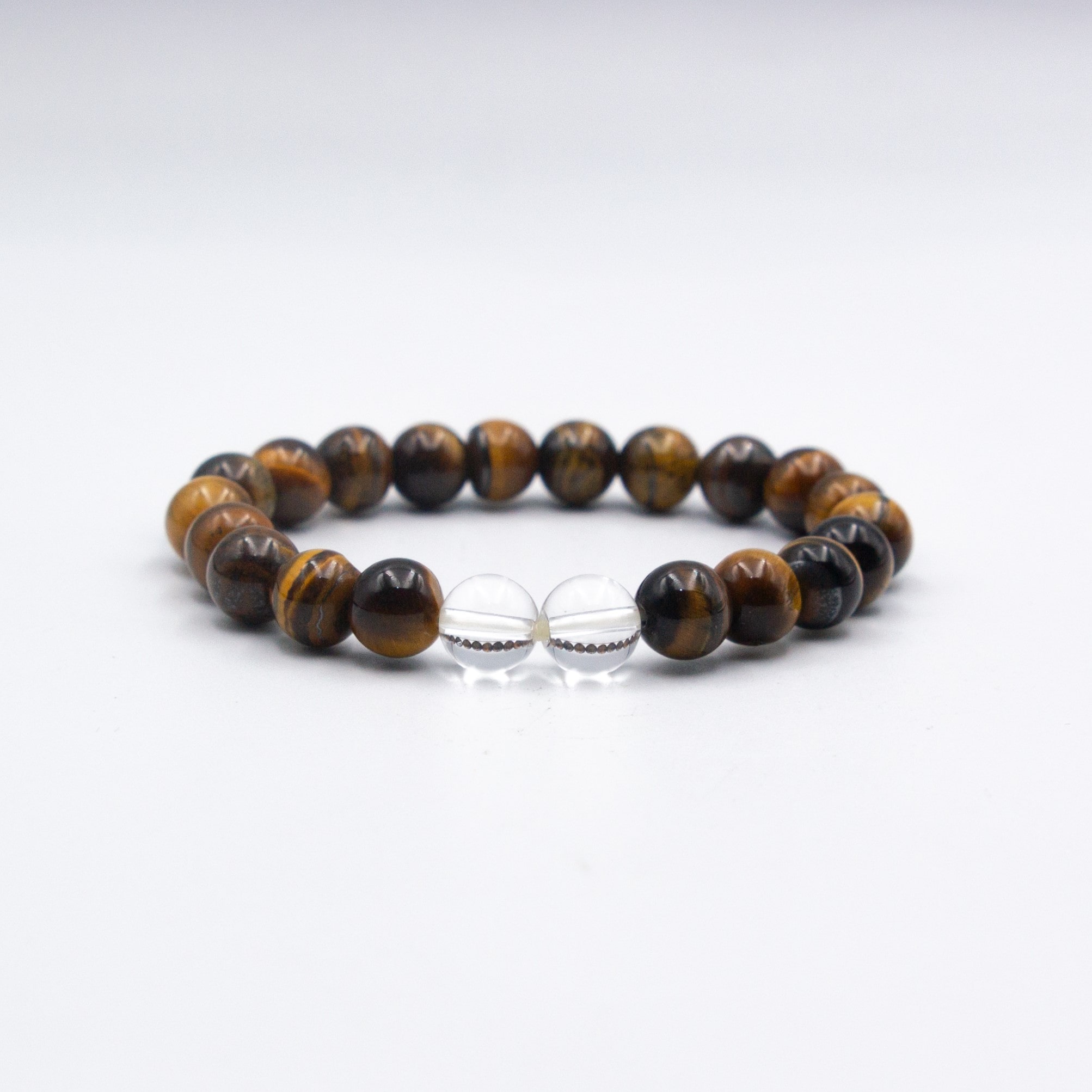 Natural Tiger Eye and Clear Quartz Crystal Bracelet (8mm)