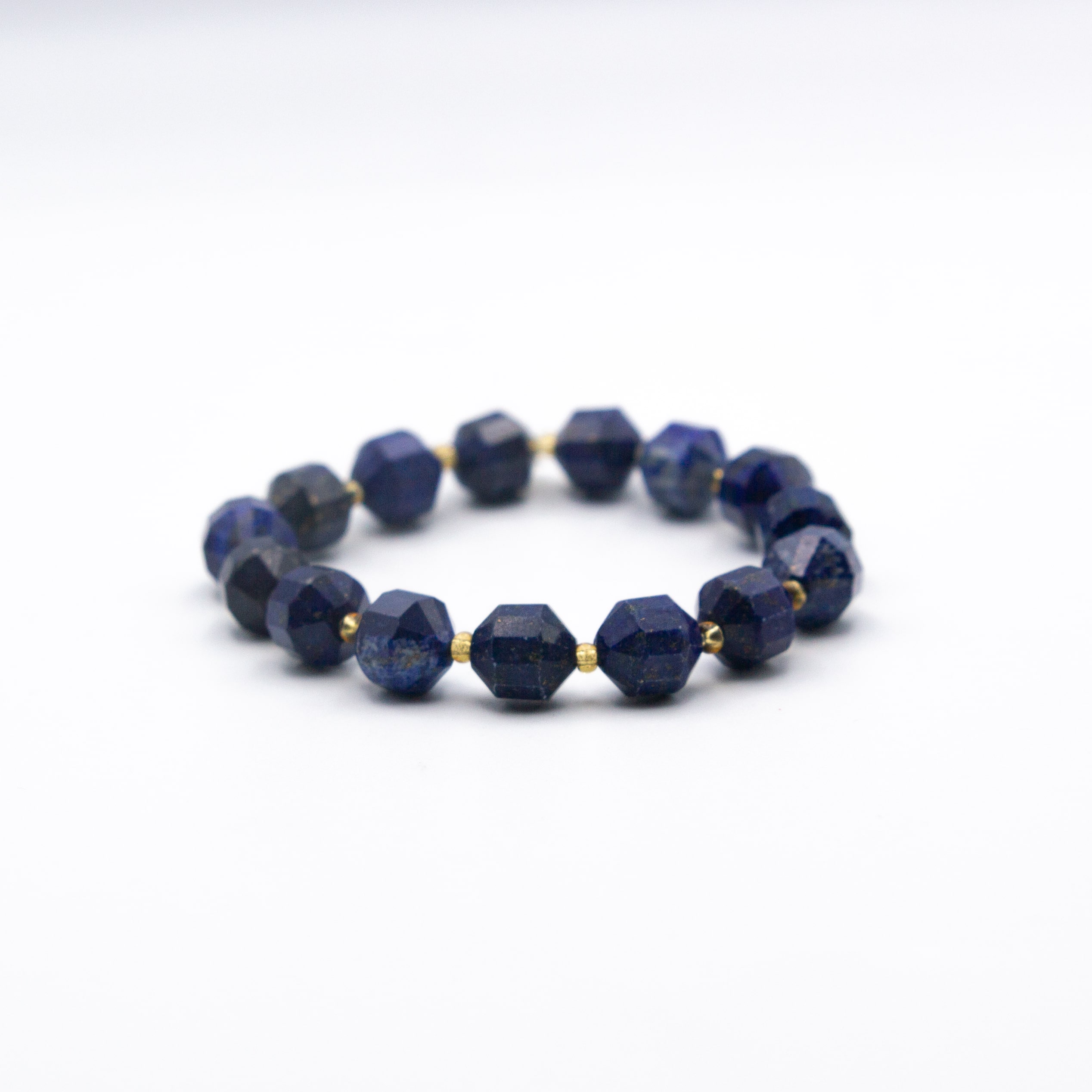 Diamond-Cut Lapis Lazuli 10mm Crystals Bracelet: Elegance and Wisdom